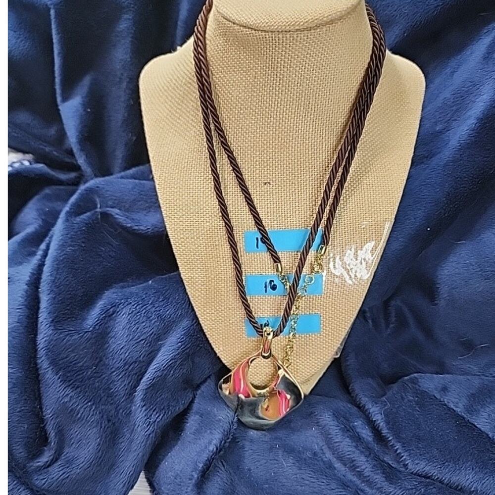 New! Premier Designs Good As Gold Pendant on a Twisted Chocolate Brown Cord